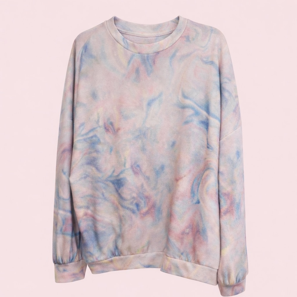 Wild Fable Pastel Tie-Dye Marbled Fleece Sweatshirt • Size XL 💕